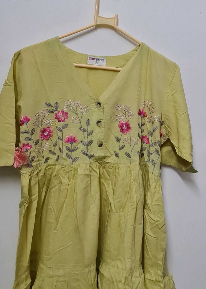 Embroidered Yellow Dress