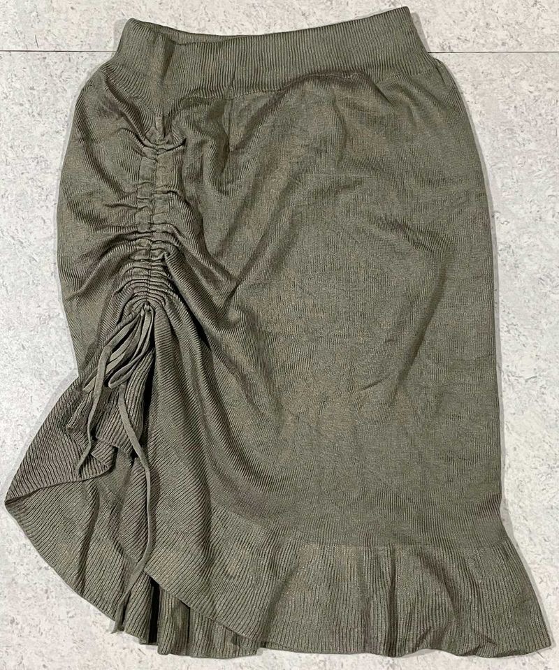 Olive Green Adjustable Ruffle Skirt