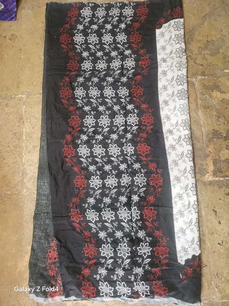 Black &amp; white floral Dupatta