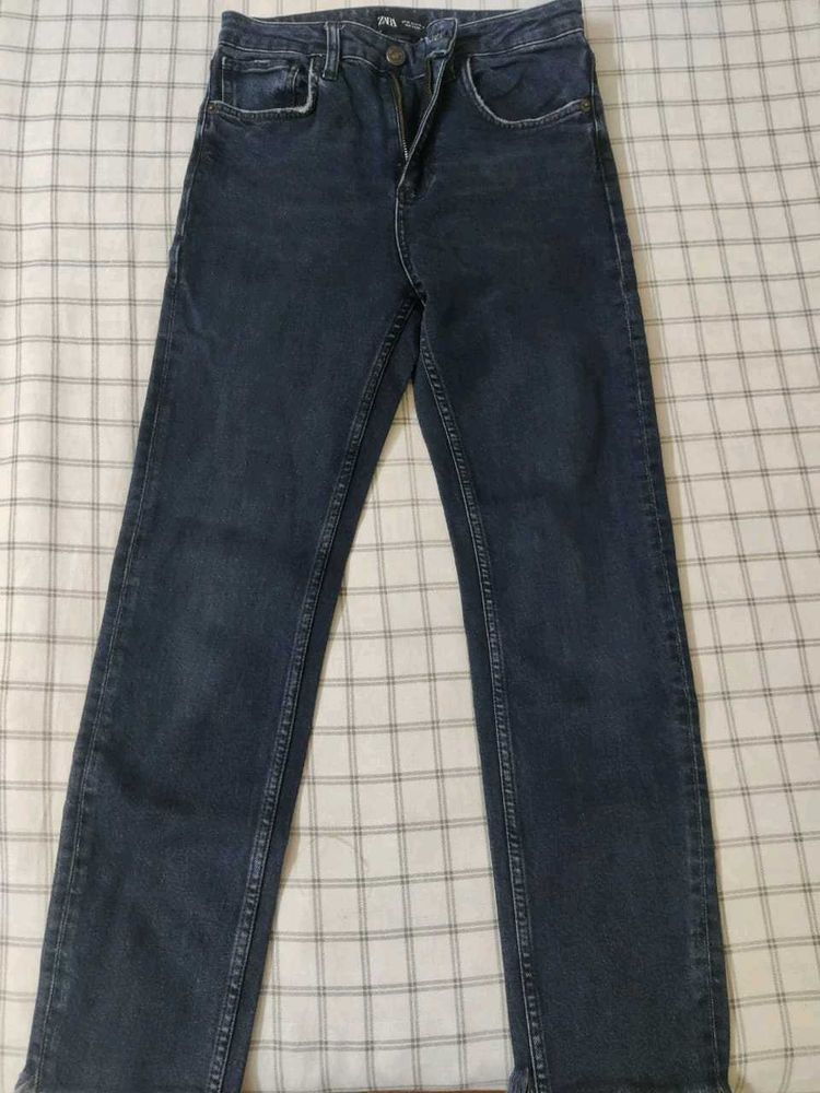 ZARA Dark Wash Straight Leg Jeans
