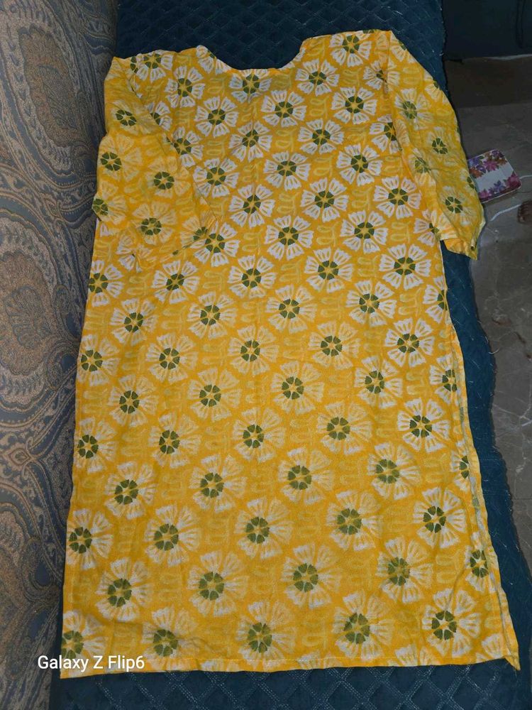 Yellow Floral Print Kurta for women