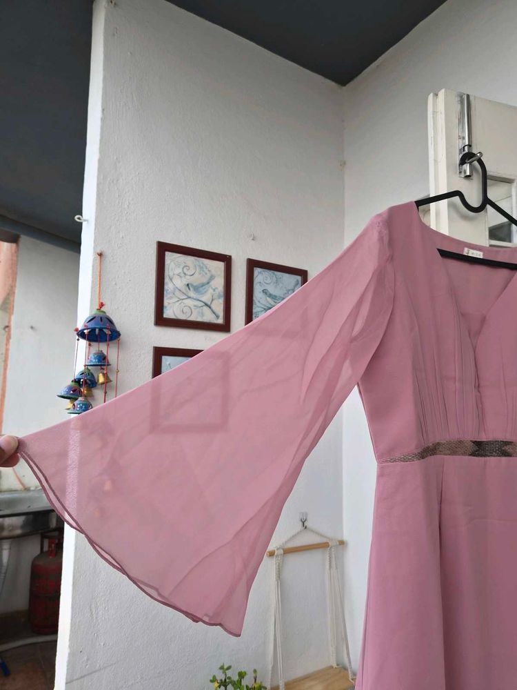 Elegant Pink Maxi Dress, Mish from Nykaa, Size L