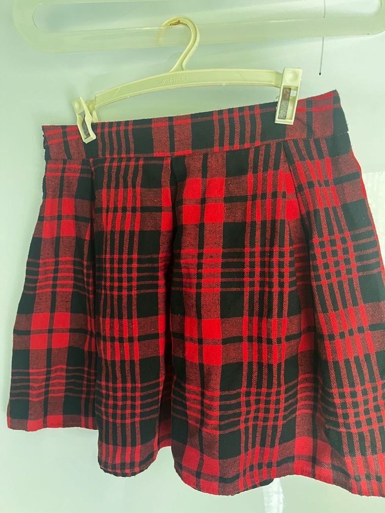 Red Plaid Mini Skirt