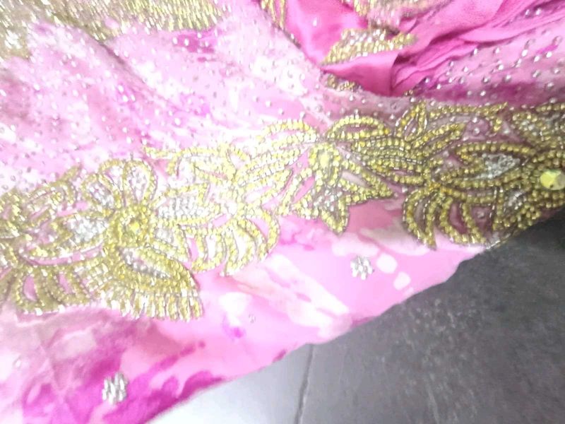Exquisite Pink Embroidered Saree