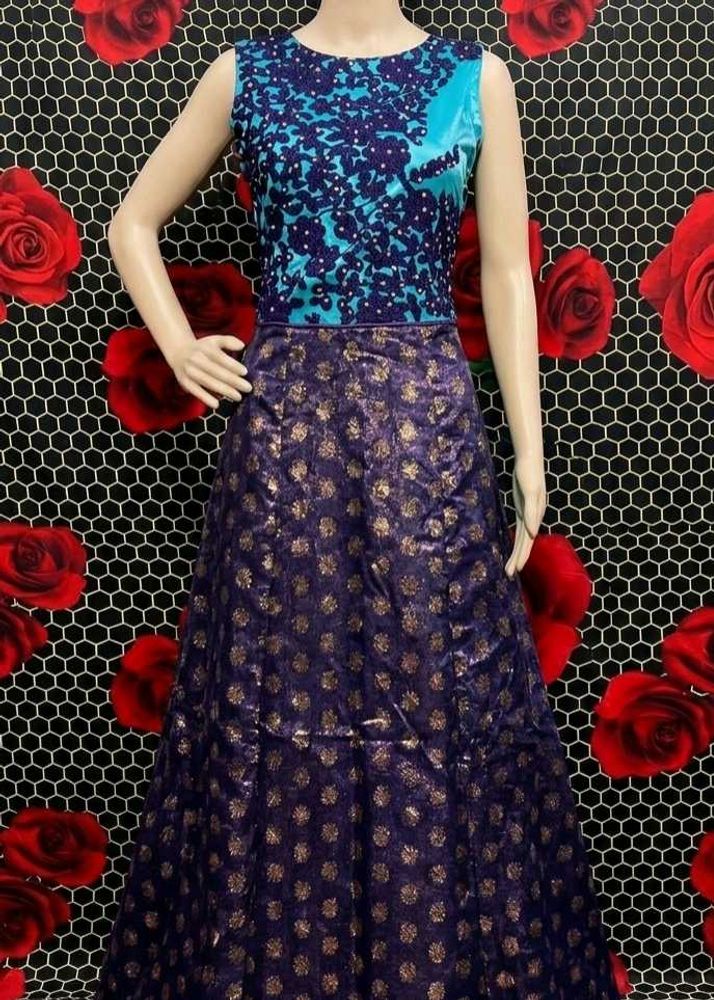 Elegant Blue &amp; Purple Brocade frock