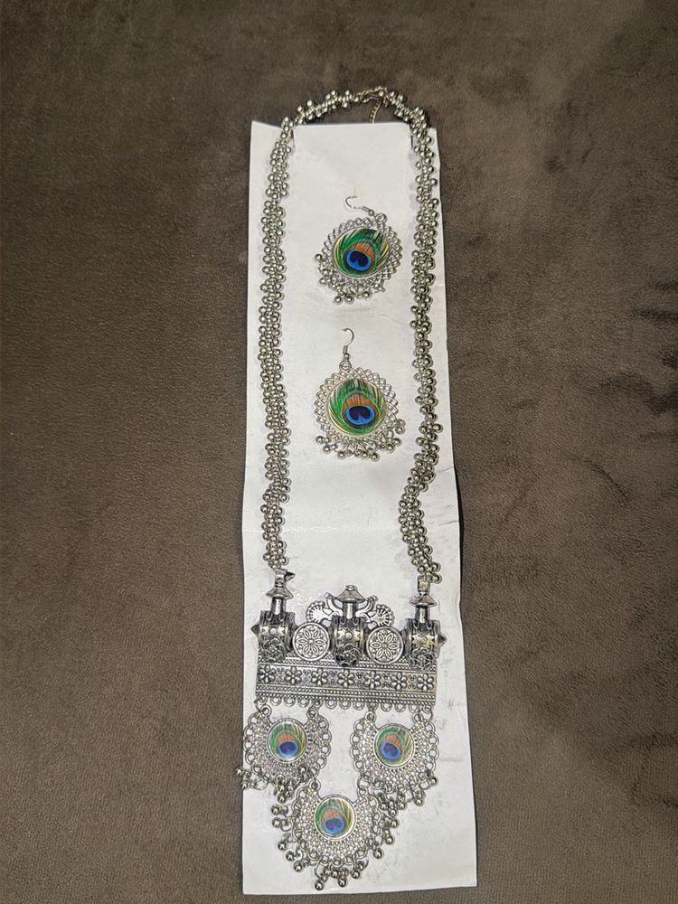 Peacock Theme Necklace &amp; Earring Set