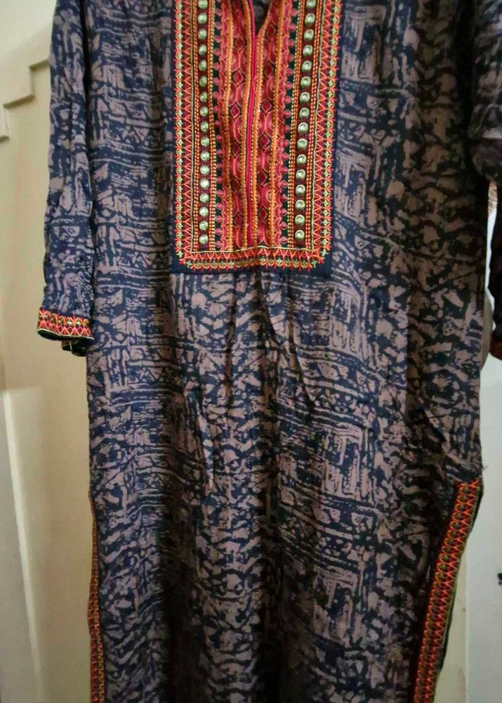 coffee brown orange Embroidered Kurta