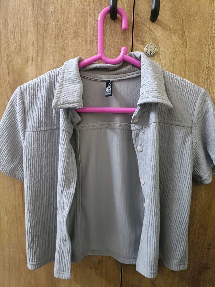 Grey Crop Top - Casual Chic