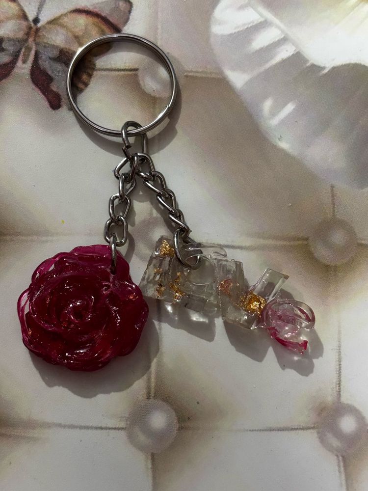 Rose &amp; Shoe Resin Keychain with 1 Earrings 3 combo