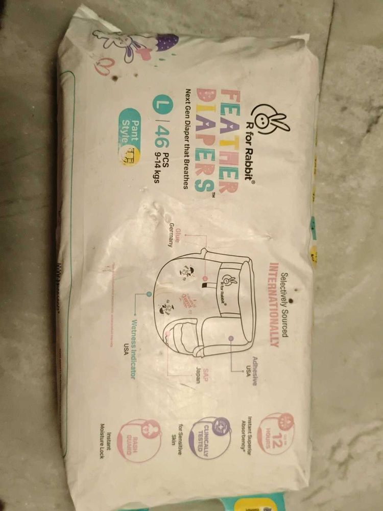 R for Rabbit Feather Diapers - L Size (46 pcs)