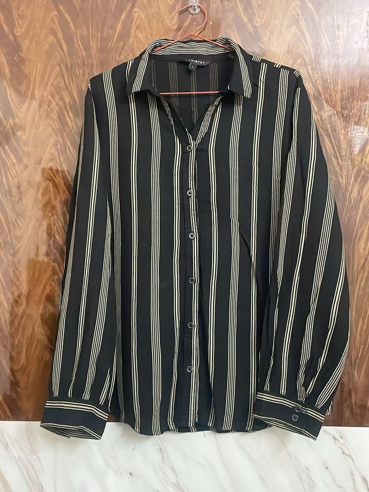 Black &amp; White Striped Button-Up Shirt