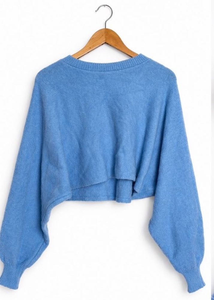 Blue cropped crew neck Sweater
