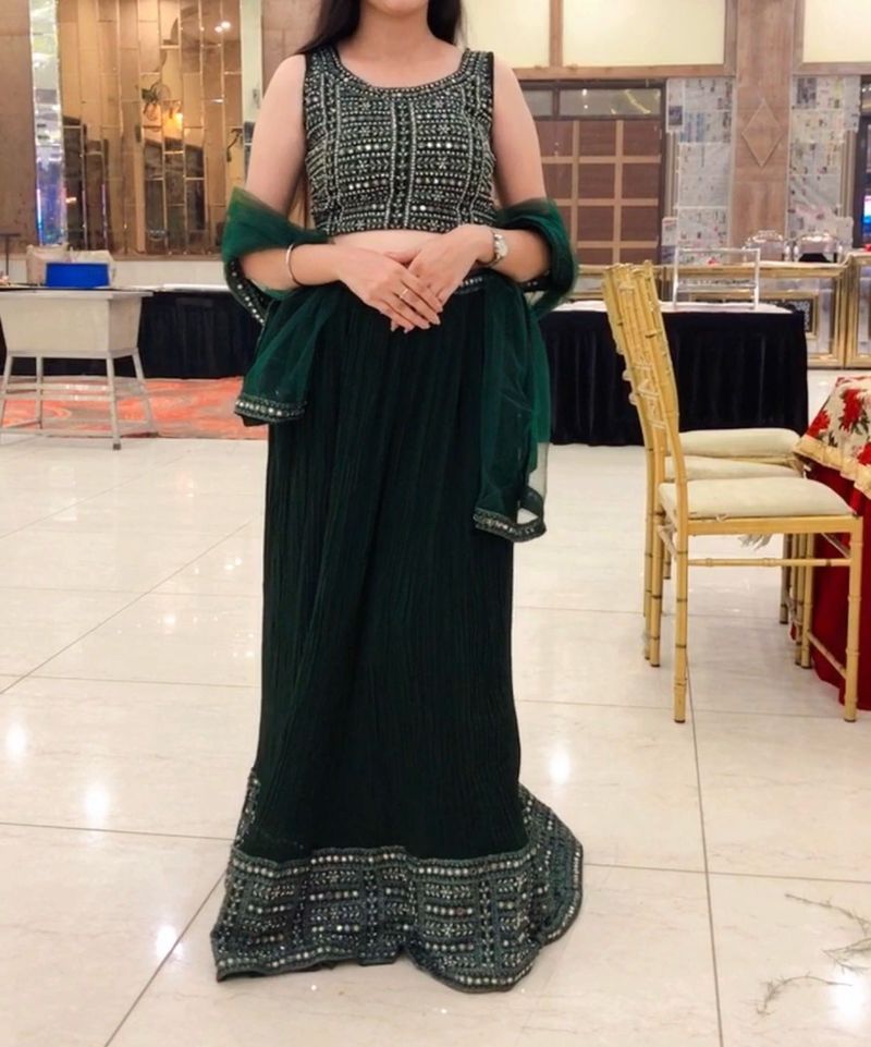 Embroidered Mehendi Lehenga Choli