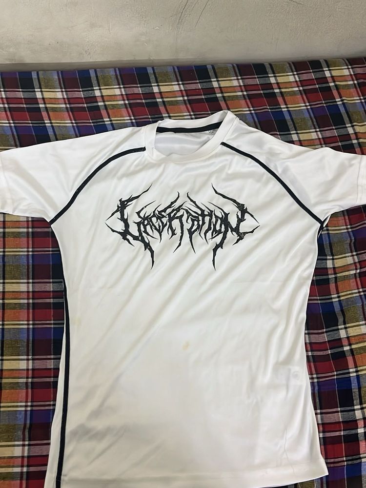 White T-Shirt with Gothic Print