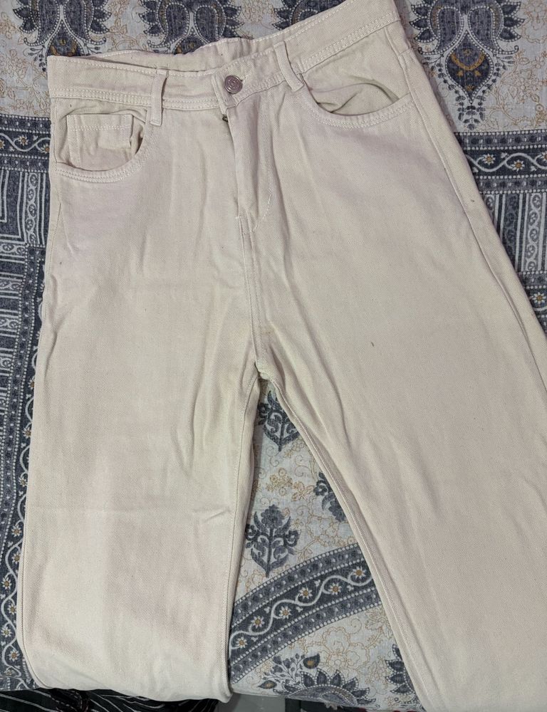 off white wide leg jeans
