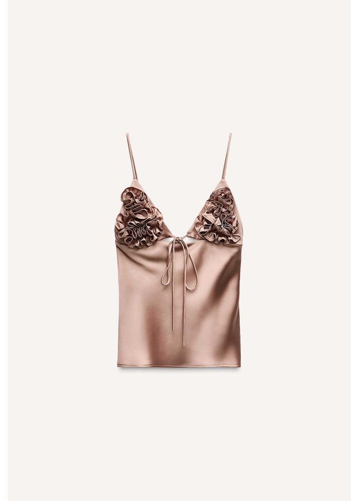 Zara Luxurious Satin Cami Top with Ruffle Detail