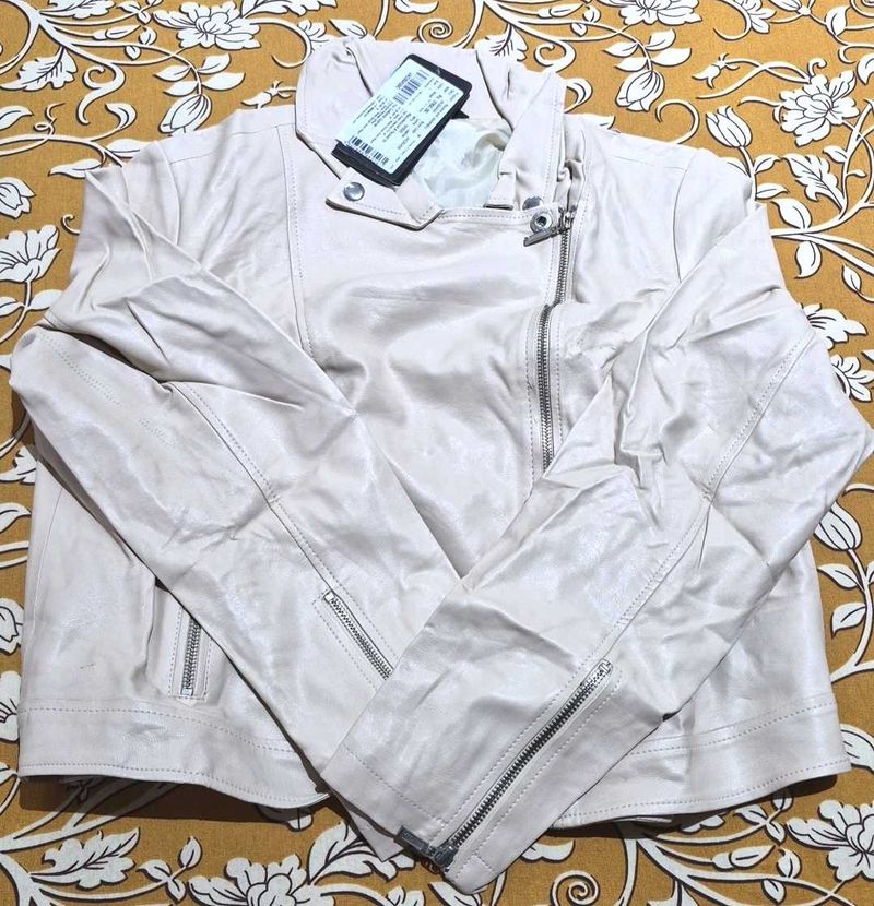Stylish Beige Moto Jacket