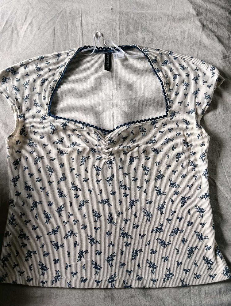Vintage Floral Square Neck Top