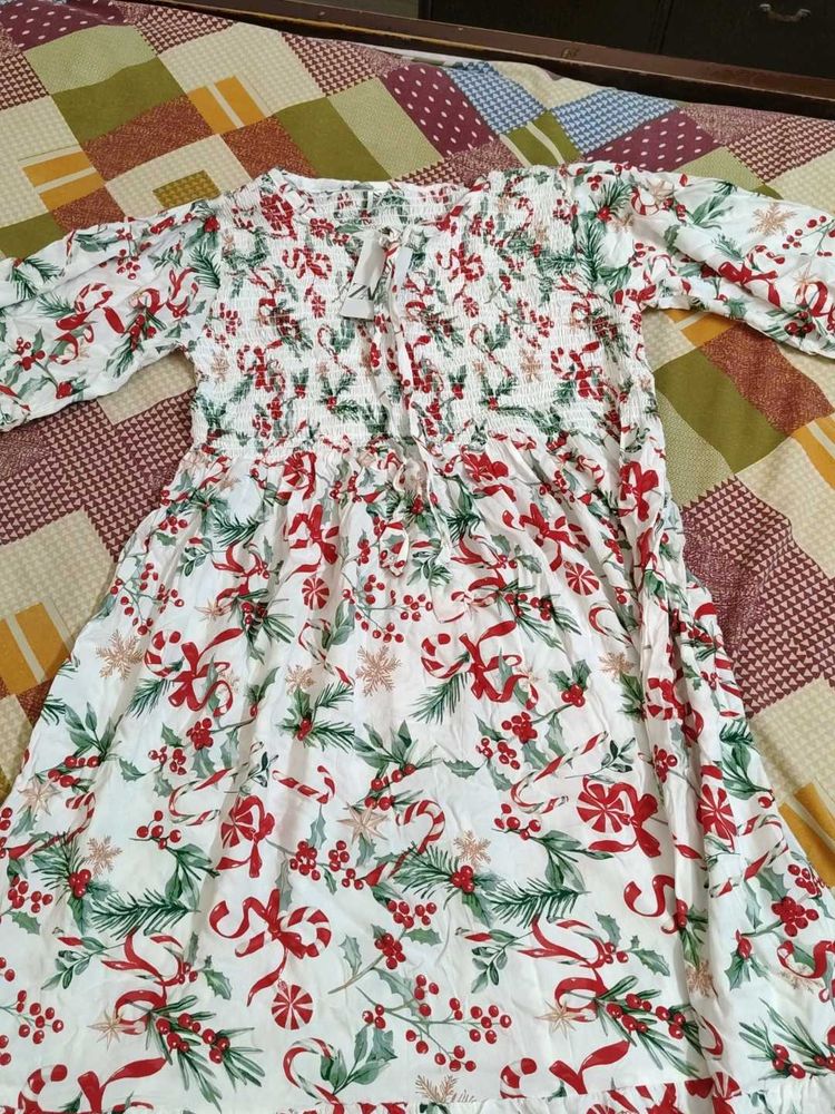 Festive Christmas Print Dress