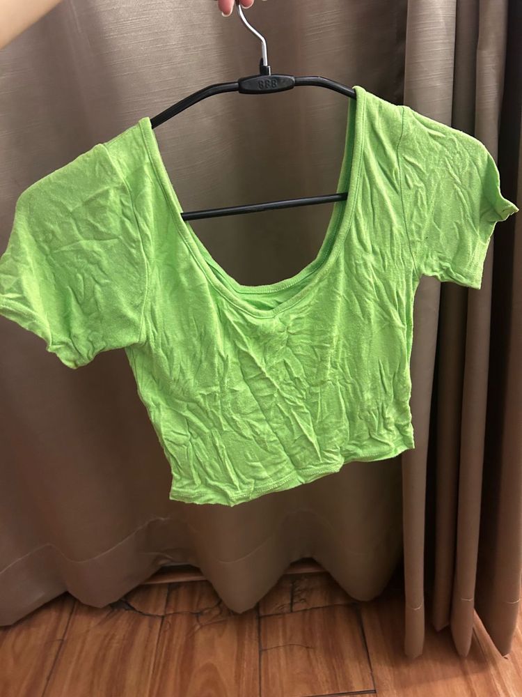 Bright Green Cropped Tee