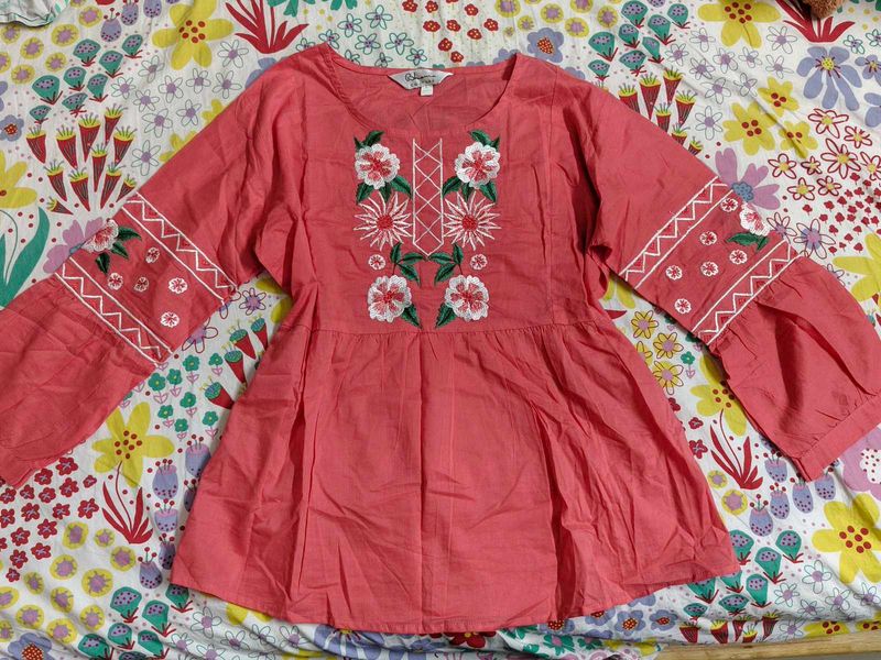 100% Cotton Embroidered Kurta Top