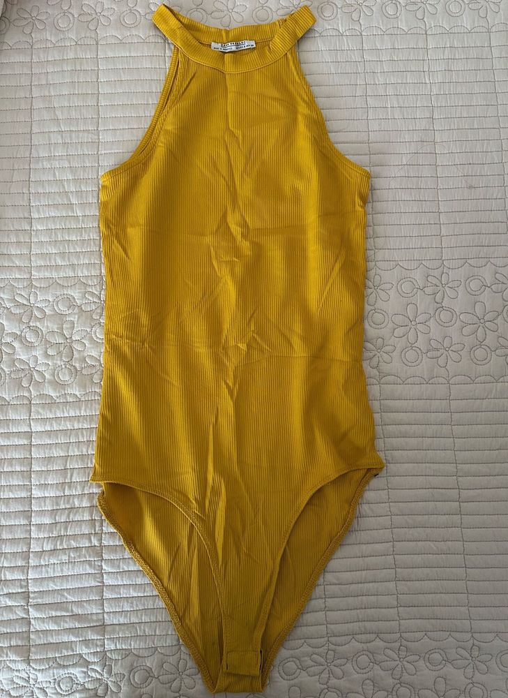 ZARA Ribbed Yellow Bodysuit
