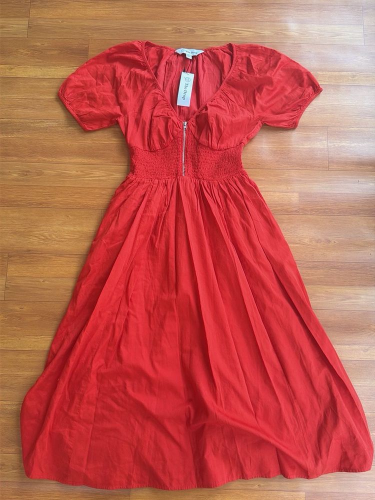 Vibrant Red Midi Dress