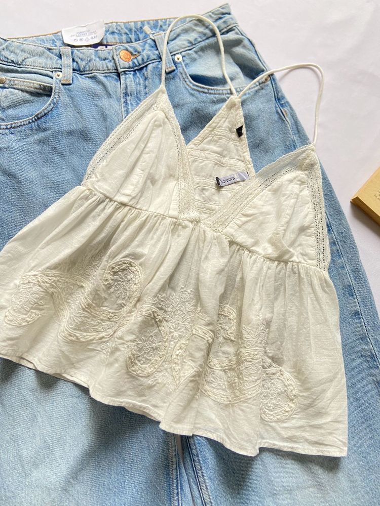 White Embroidered Camisole Top