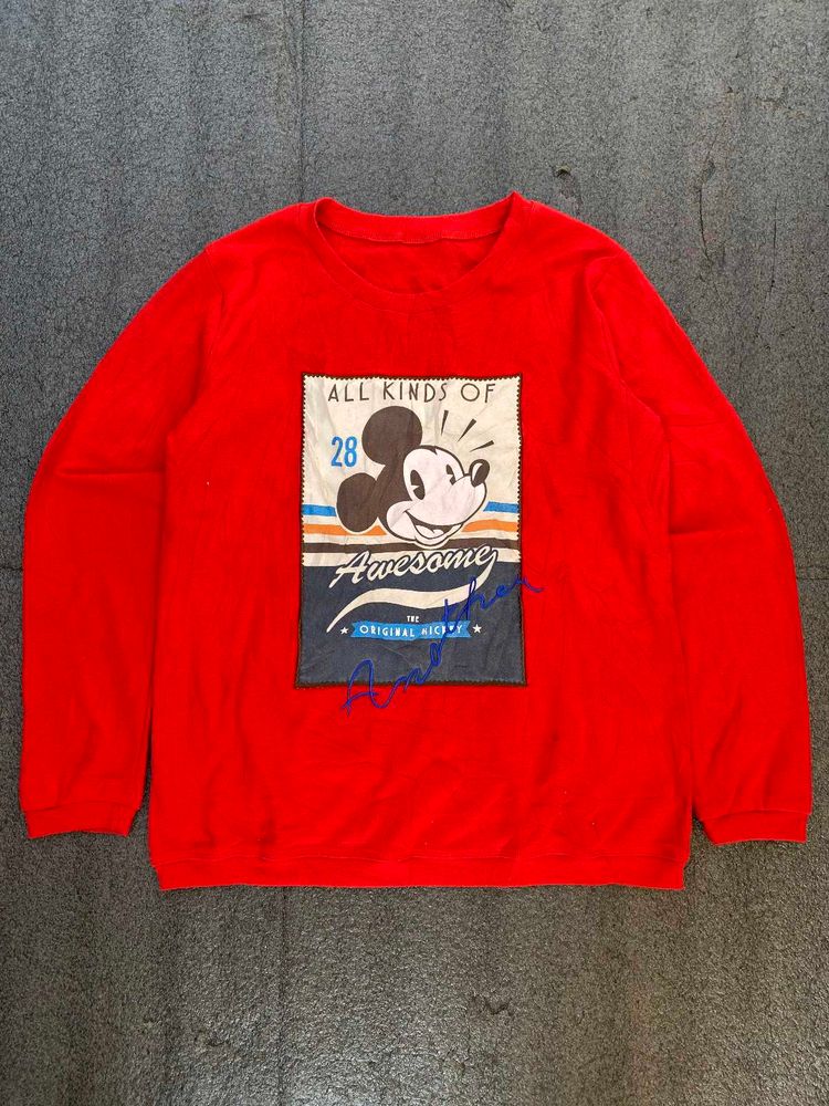 Red Mickey Mouse Graphic Sweatshirt