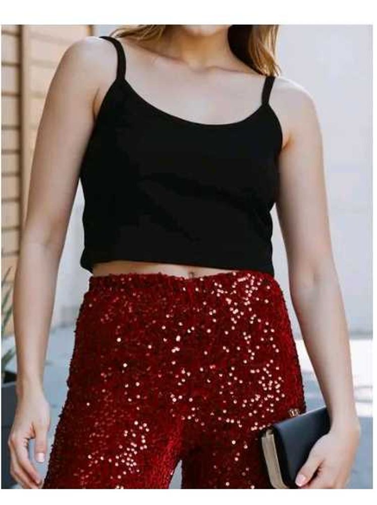 Sleek Black Sleeveless Crop Top