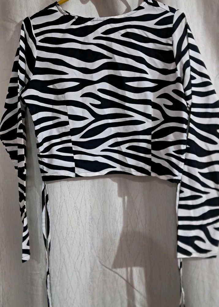 Zebra Print Long Sleeve Top