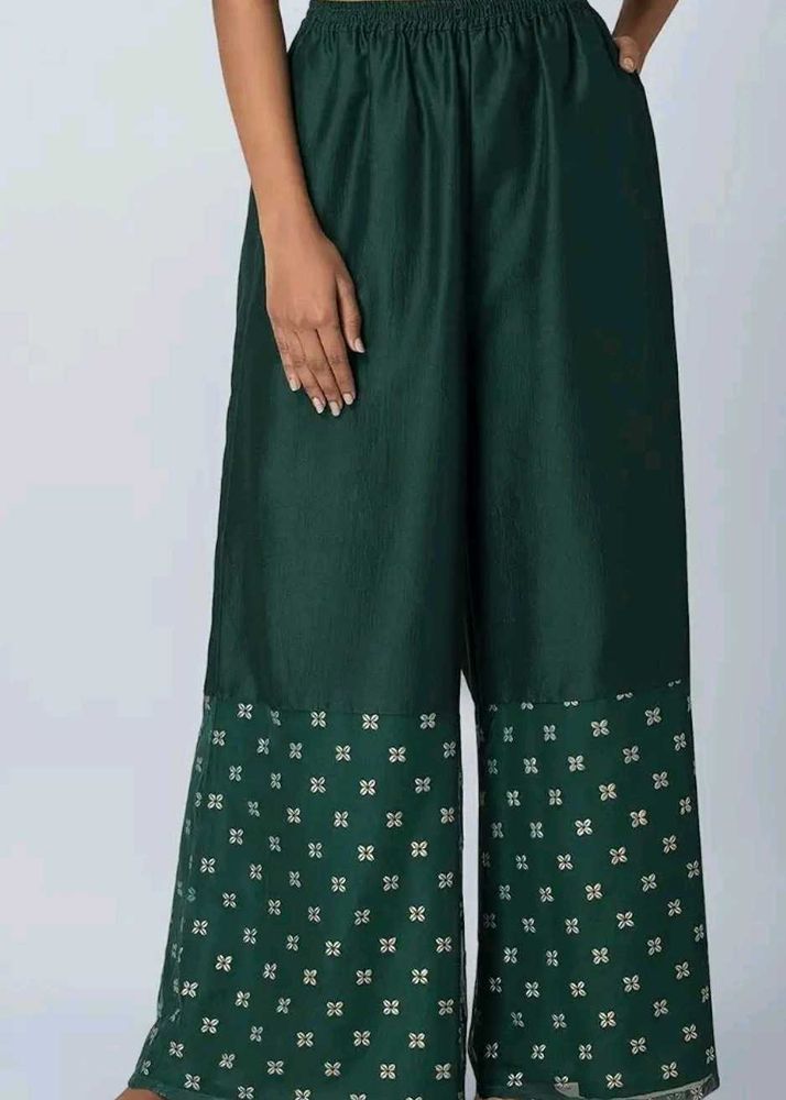 Emerald Green Palazzo Pants with elegant border