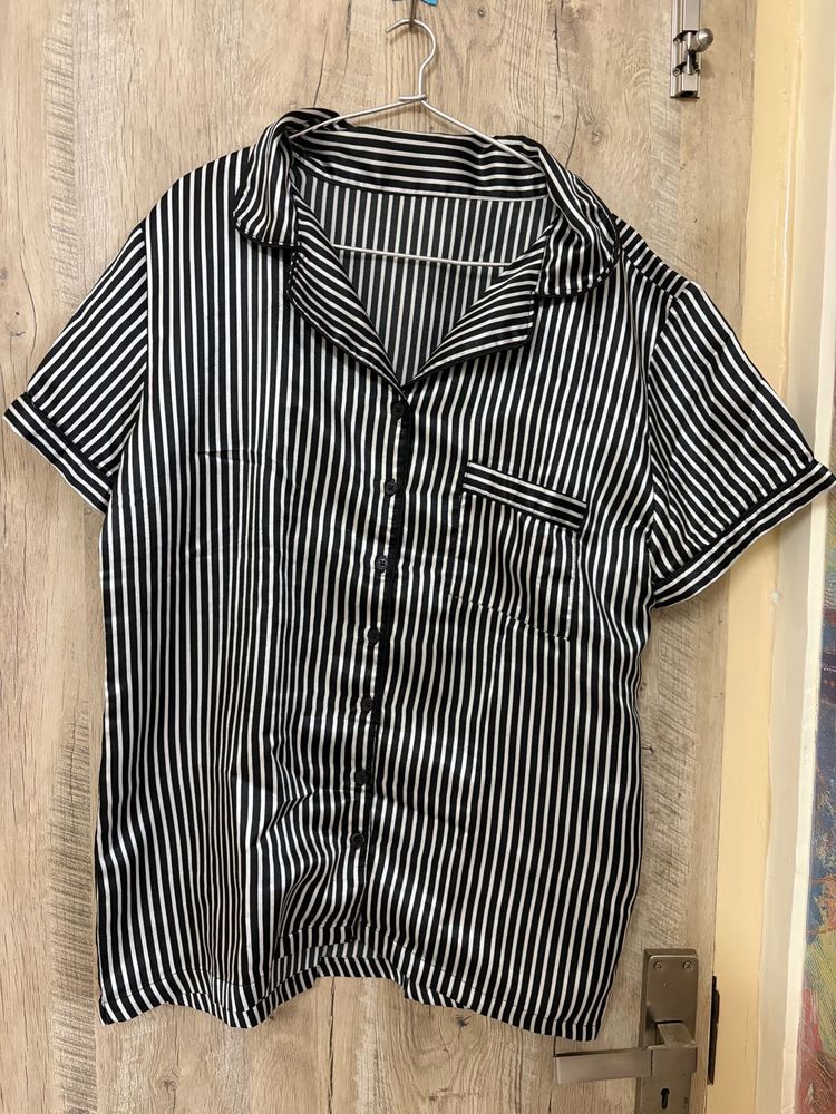 Striped Satin Pajama Top