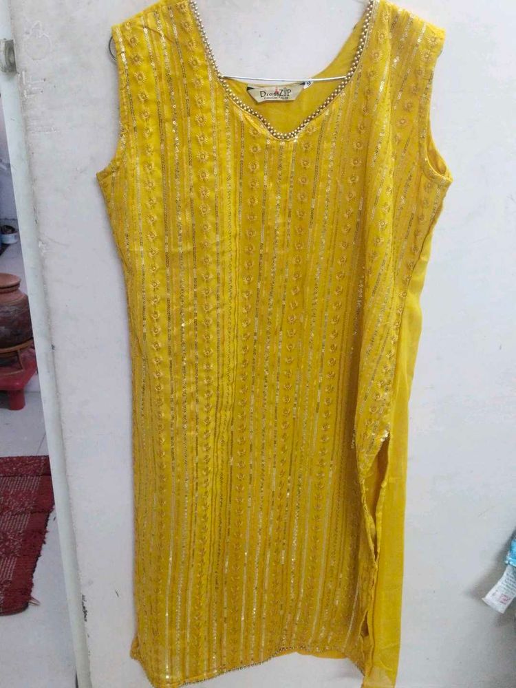 Yellow Embellished Kurti