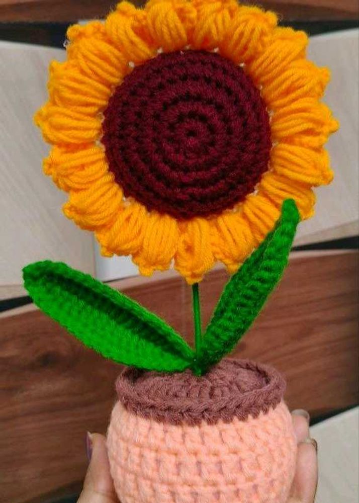 Crocheted Sunflower in Pot