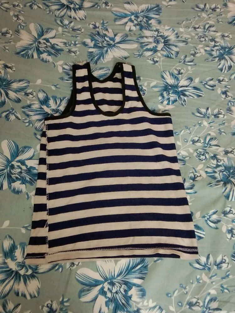 Striped Navy Blue Vest (baniyan) For Kids Used