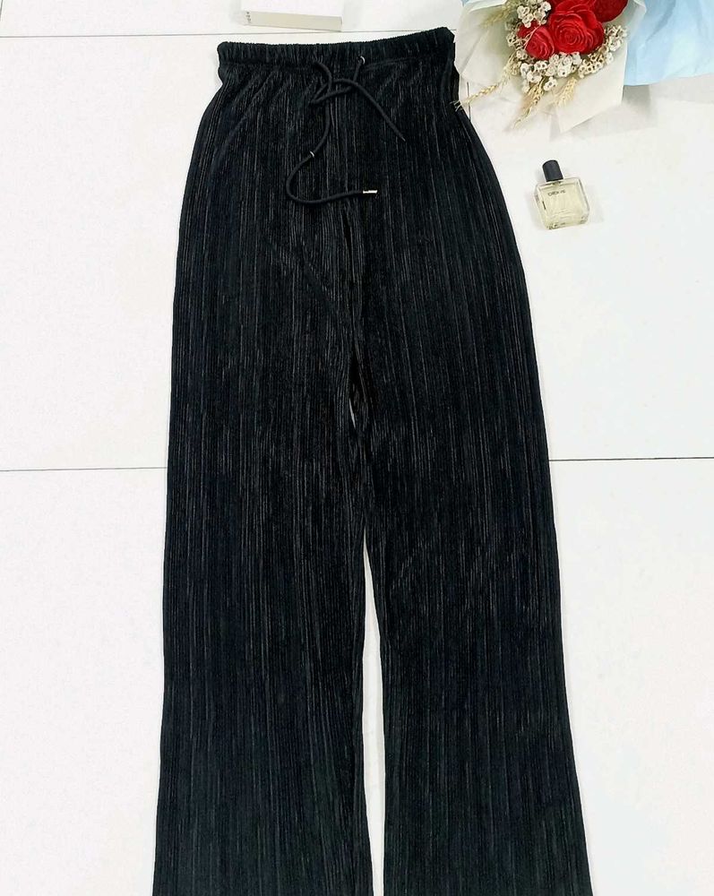 Black Pleated Wide Leg Pants