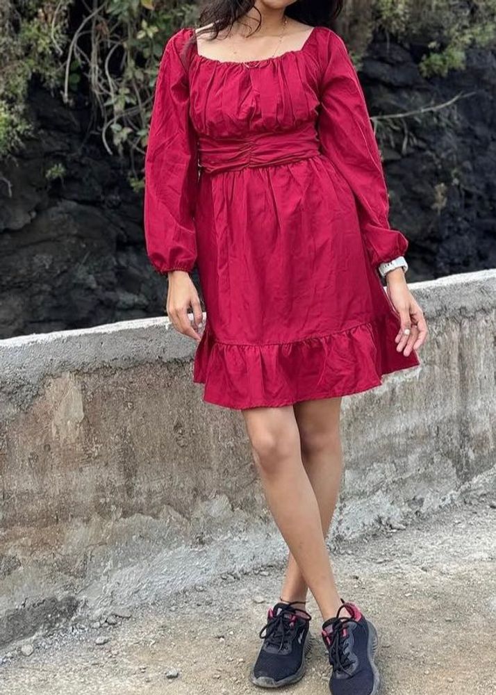 Charming Red Off-Shoulder Dress