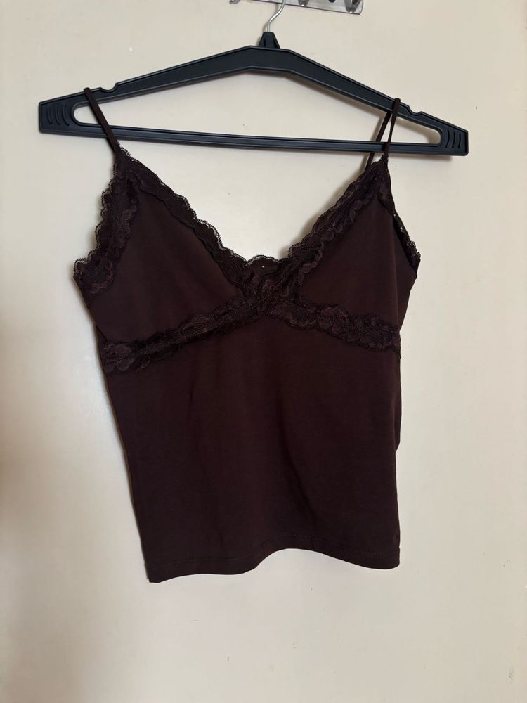 NUON Lace Trimmed top Xs