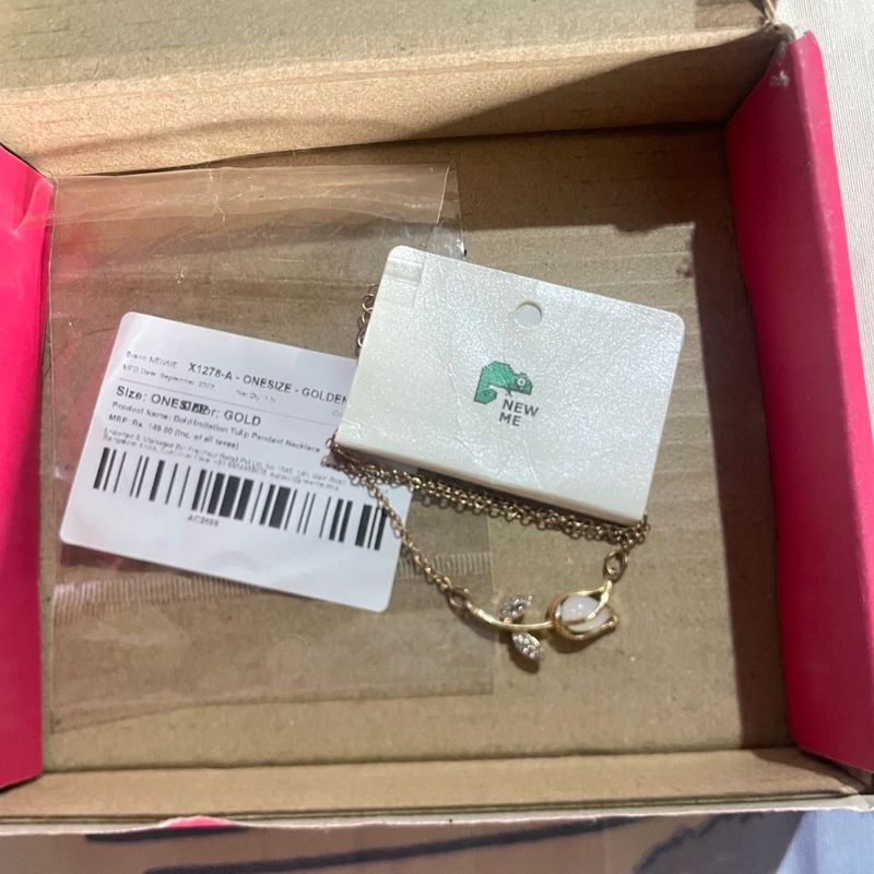 New Me Gold Tone Tulip Pendant Necklace