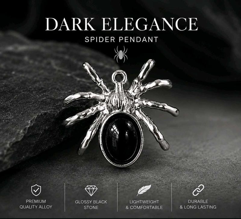 Spider Pendant with Black Stone