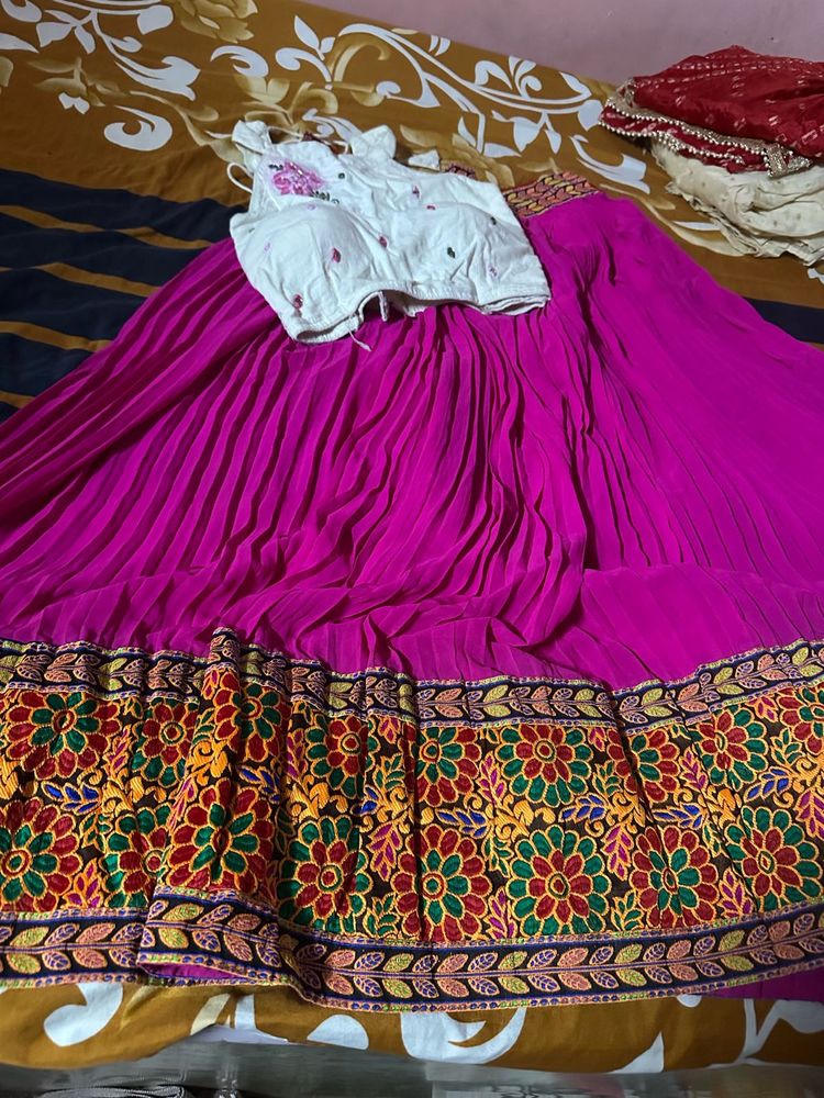 Navratri chaniya choli pink and white