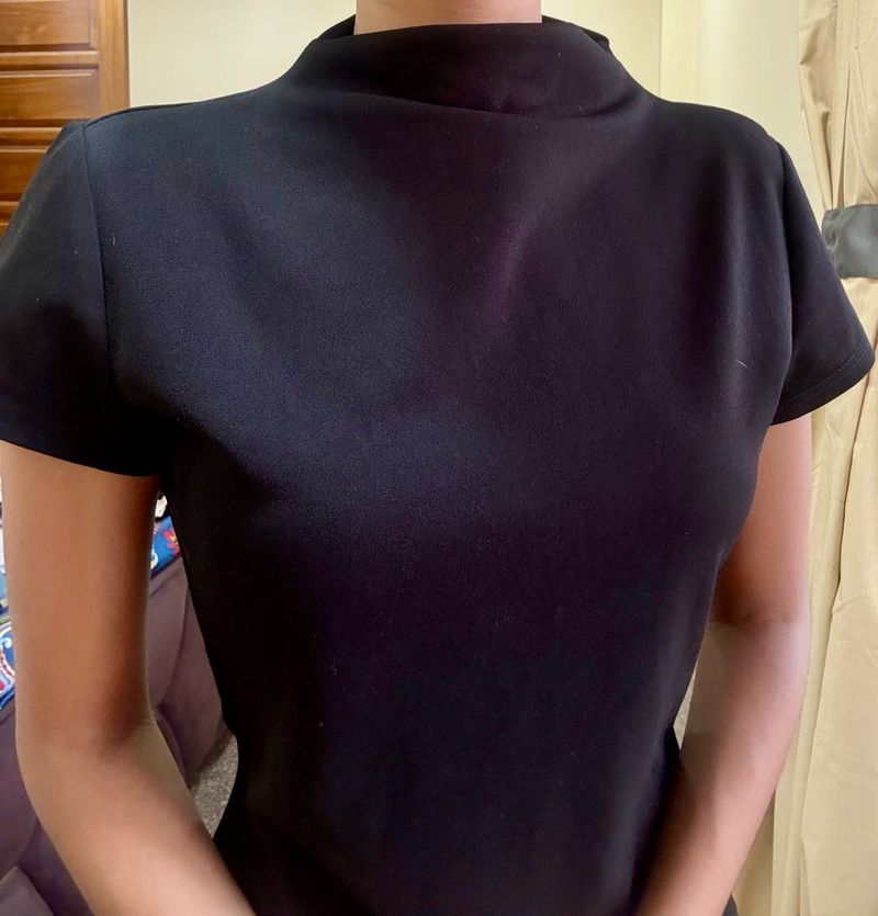 Classic Black Mock Neck Dress