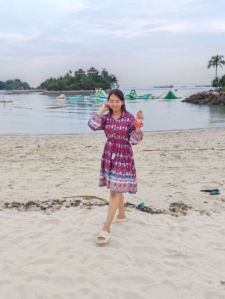Cute Cotton Printed Summer Dress. Vacation Dress.