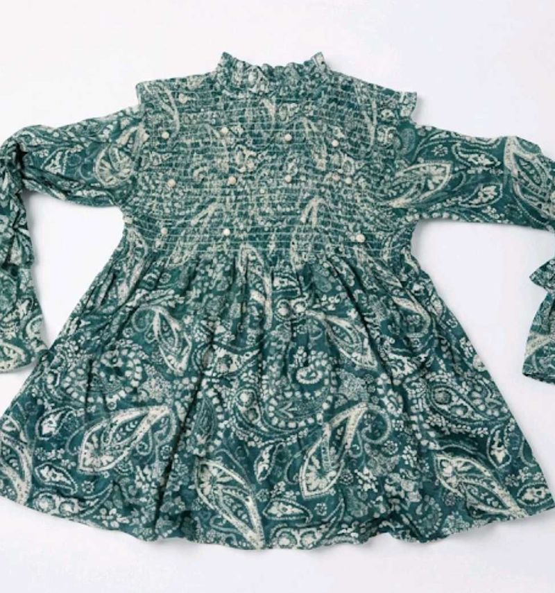 Boho Paisley Print Smocked Top