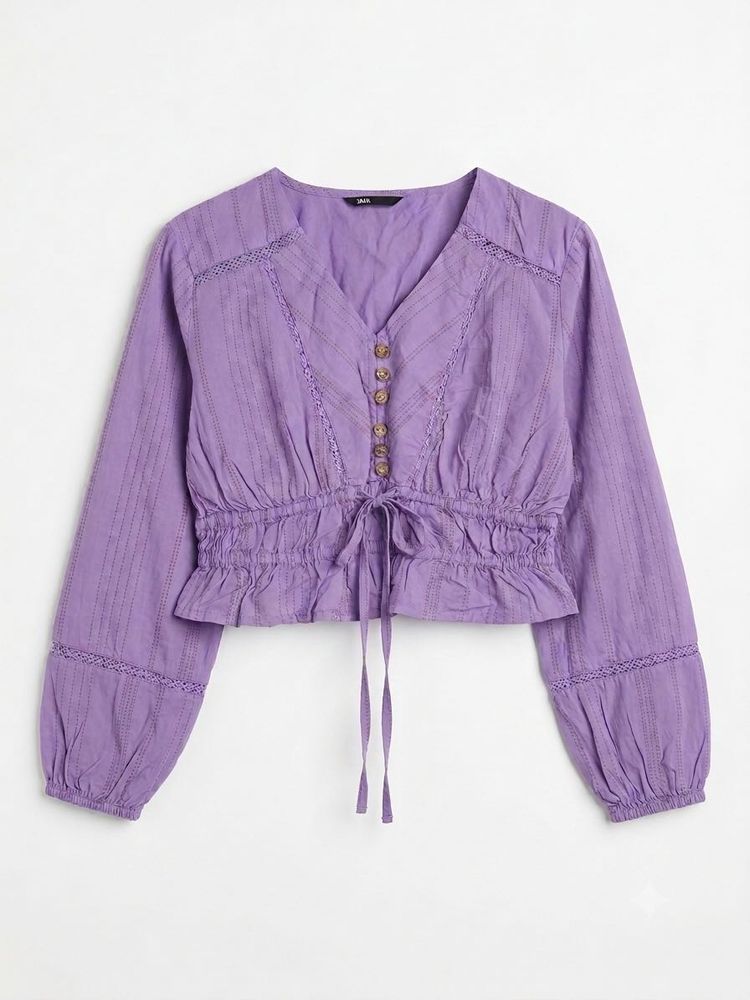 Purple Smocked Waist Blouse