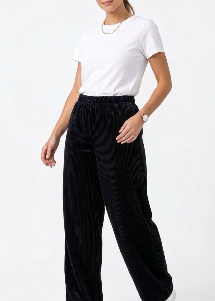 Comfortable Loose Black Velvet Palazzos