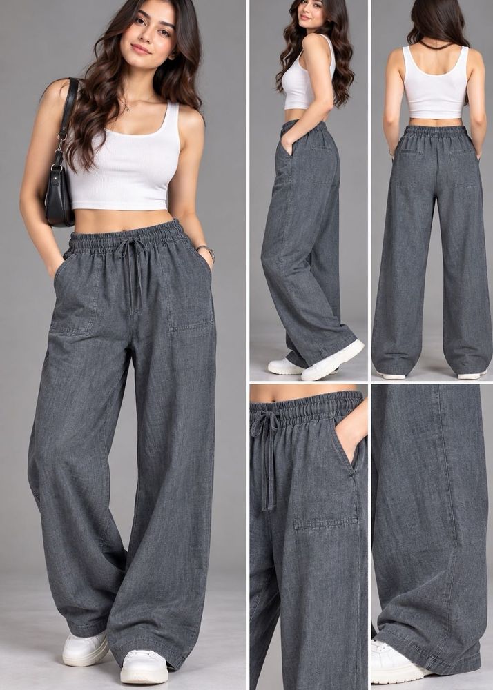 NEXT Comfortable Grey Linen Blend Pants