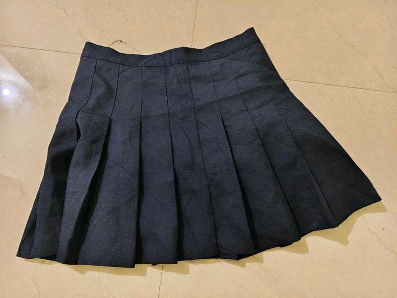 Dark Navy Blue Pleated Skirt