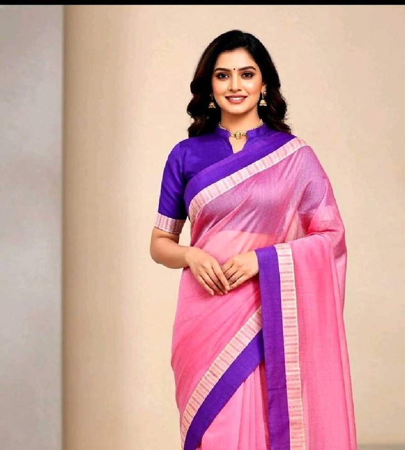 Embroidered Pink &amp; Purple Kota Doriya Saree 🌸💜